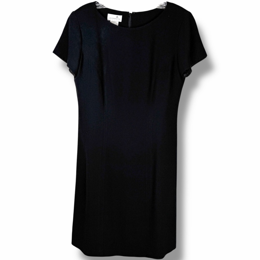 Liz Claiborne Black Vintage Cap Short Sleeve Sheath Mini Knee Length Dress sz 6